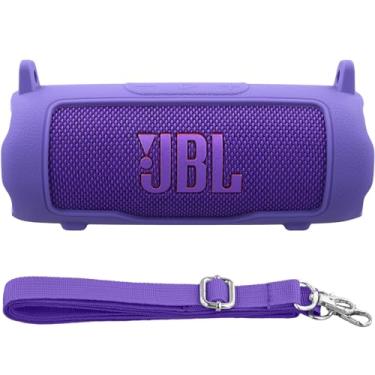 Imagem de Baval Capa de silicone compatível com alto-falante Bluetooth portátil JBL Flip 7 (capa roxa)
