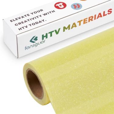 Imagem de FANSGUAR Rolo De Vinil Transferível A Quente Com Glitter Amarelo Neon Htv - 30,5 Cm X 1,8 M Para Camisetas Diy E Presentes