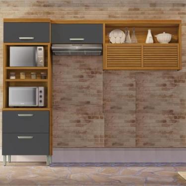 Imagem de Cozinha Compacta 2 Peças 4 Portas 1 Gavetas 4 Nichos 100% MDF - Faura,