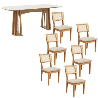 Imagem de Mesa de Jantar Retangular 180cm com 6 Cadeiras 100% MDF - Casa Lar SJ,