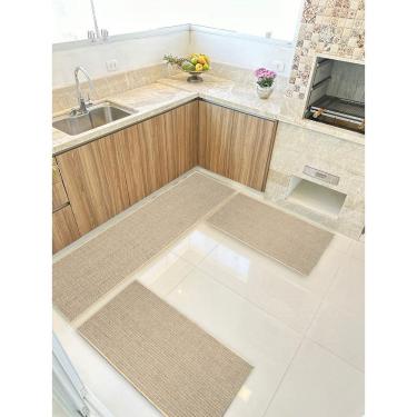 Imagem de Kit 3 Peças PS Jogo Tapete Cozinha Largo 0,66 Antiderrapante