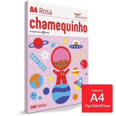 Imagem de Papel Sulfite Chamequinho ROSA 75g/m  A4 21x29,7cm 100 FL