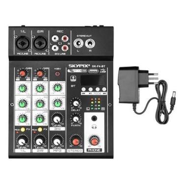 Imagem de Mesa De Som 4 Canais Com Bluetooth Usb Mp3 Display Gravação - Skypix