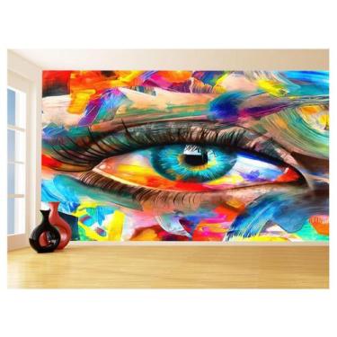 Imagem de Papel De Parede 3D Arte Olho Preto Branco Rosto 3,5M Tra130 - Você Dec