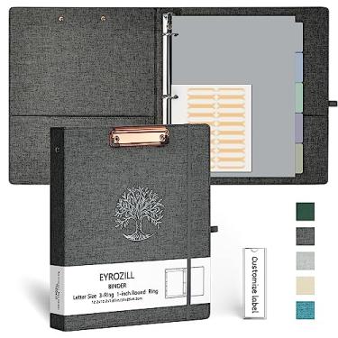 Imagem de EYROZILL Fichário de 3 anéis, organizador de fichário de linho de 2,5 cm para tamanho carta (21,5 x 28 cm) com 5 divisórias de abas, etiquetas de pasta de arquivo e pranchetas de perfil baixo, material escolar e de escritório - Árvore da vida