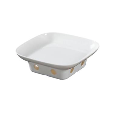 Imagem de Prato de pato assado delicado quadrado vitrificado estilo nórdico - prato profundo quadrado de 27,4 cm + assento de fogão