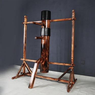 Imagem de Boneco De Madeira Wing Chun Independente Com Base De Tripé, Mook Yan Jong De Altura Ajustável Para Treinamento De Artes Marciais, Construção Em Madeira Maciça, Brown