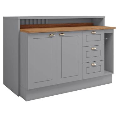 Imagem de Kit Ilha Gourmet com Balcão 120cm e Porta Toalha Americana - Móveis Henn 