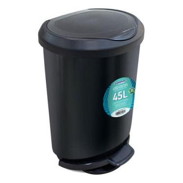 Imagem de Lixeira De Piso Square Pedal Plastico 20l 42x32x22cm - Cinza - BRAZIL 