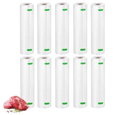 Imagem de Plástico Gofrado Para Seladora A Vácuo 10 Rolos 15cm x 5m Reutilizável Livre De BPA Resistente Para Conservação De Alimentos