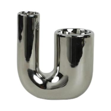 Imagem de predolo Castiçal de Cerâmica Resistente, Candelabro, Pilar de Cerâmica para Sala de Estar, Jantar, Recepção de Casamento, Festivo, Prata, Tamanho real