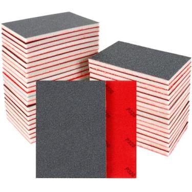 Imagem de 24 peças de esponja de lixa 320, blocos de lixamento laváveis e reutilizáveis para madeira, metal, drywall, vidros, lixa seca úmida para acabamento suave