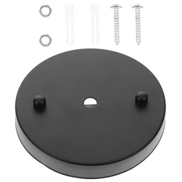 Imagem de Mobestech Placa de Luz de Teto, Base de Pendente Resistente, Acessório Prático para Luz de Teto, Preto, 11,60 x 11,60 x 1,70 cm, Ferro, para Casa
