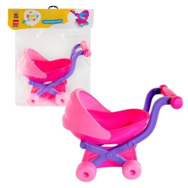 Imagem de Carrinho de Boneca Infantil, Rosa e Roxo, 29 cm x 23 cm x 18 cm, para Crianças Acima de 2 Anos