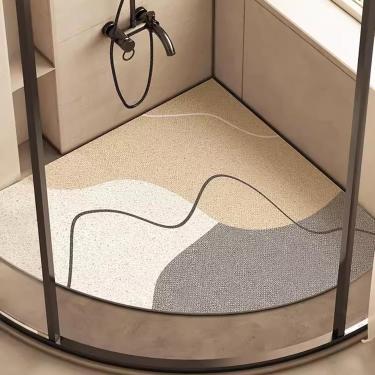 Imagem de Tapetes De Chuveiro De Bucha De Pvc Para Chuveiro Interno, Tapete De Chuveiro De Canto Com Orifício De Drenagem, Tapete De Chuveiro De Secagem Rápida Antiderrapante P, B, 65x65cm(26x26inch)