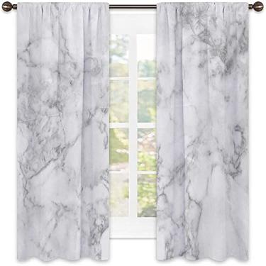 Imagem de Cortinas blecaute de mármore – Cortinas com isolamento térmico, economia de energia e redução de ruído para quarto e sala de estar, L 152 x C 150 cm cinza claro poeira