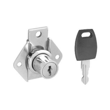 Imagem de Fechadura Sobrepor para Gaveta 22mm - Chave Metalica - Acabamento Niqu