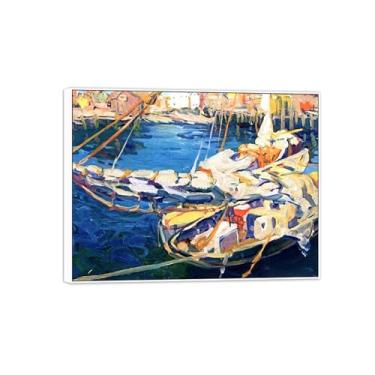 Imagem de MUHJDYC Pintura famosa de arte de parede Jane Peterson, reprodução de pôster de pintura branca para decoração de sala de estar (barcos no porto) 20x25cm-8x10in
