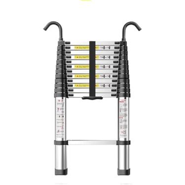 Imagem de Escada Telescópica 8m / 7m / 6m / 5m / 4m / 3m / 2m / 1m De Altura Escadas Telescópicas Com Ganchos, Escada De Extensão De Alumínio Resistente, Escada Telescópica Multiuso Po, Gold, 7m/23ft