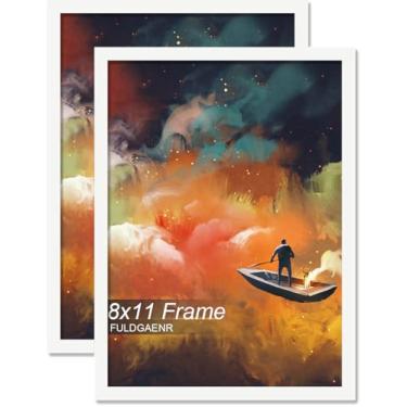 Imagem de FULDGAENR Conjunto de 20 x 28 cm de moldura, molduras brancas para certificado de pôster, 20 x 28 polegadas, moldura de parede/mesa de alta transparência com visor vertical horizontal (pacote com 2 |