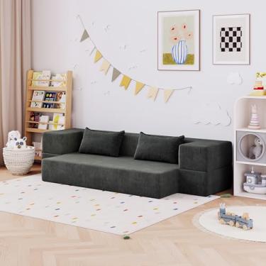 Imagem de Luoxiao Sofá-cama dobrável Futon 2 em 1 conversível com 2 travesseiros, cadeira dobrável para pequenos espaços, colchão de 199 cm, sofá para sala de estar, hóspedes, sala de jogos, apartamento duplo