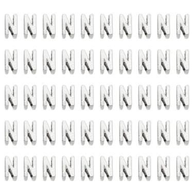 Imagem de Shapenty Berloques espaçadores de letras deslizantes de metal de liga de prata antiga para artesanato, pulseira, colar, pingente de chaveiro, joias, Natal, Ação de Graças, lembrancinhas de casamento