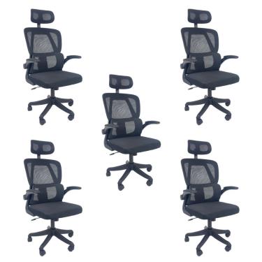 Imagem de Kit 5 Cadeiras de Escritório Presidente Executiva Oficial Legacy Preto