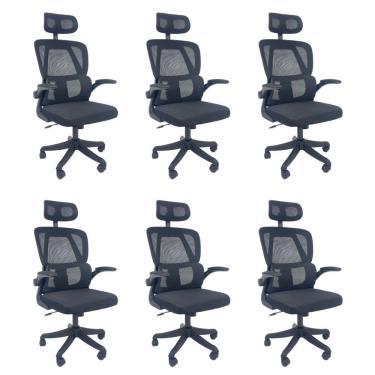 Imagem de Kit 6 Cadeiras de Escritório Presidente Executiva Oficial Legacy Preto
