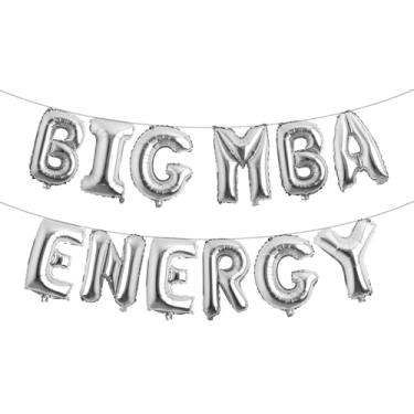 Imagem de Big MBA Energy Balloon Banner, Parabéns Grad, Parabéns pelo mestrado em administração de empresas, suprimentos de decoração de festa de formatura universitária (BIG MBA ENERGY prata)