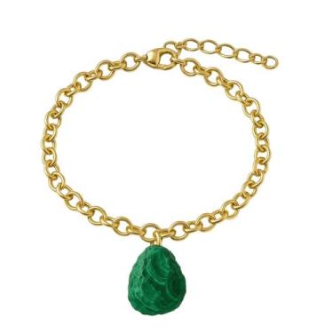 Imagem de Pulseira de Malaquita - Cristal Natural, Banho Ouro 18k
