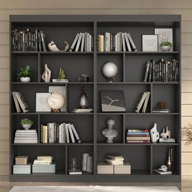 Imagem de Estante para Livros 8 Prateleiras Grafite  Cj-005 - Hecol Móveis