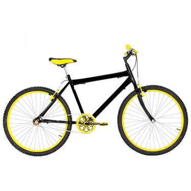 Imagem de Bicicleta Masculina Aro 26 Mtb Alumínio Colorido Cor Preta E Amarela