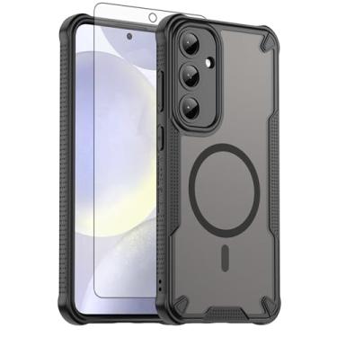 Imagem de Asuwish Capa de celular para Samsung Galaxy S25 Plus S25+ 5G, compatível com Magsafe Magnetic, protetor de tela, traseira fosca translúcida à prova de choque, capa protetora S25Plus + S 25 25+