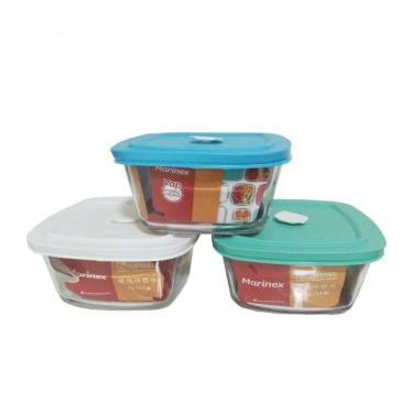 Imagem de Kit 3 Facilita Marinex De Vidro 1 Litro Com Tampa Hermética
