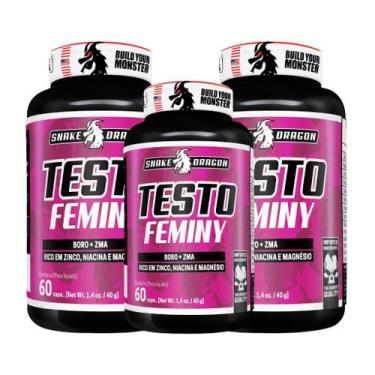Imagem de Kit 3x Testo Feminy 60 Cáps.  Feminy Edition  Snake Dragon Suplemento 