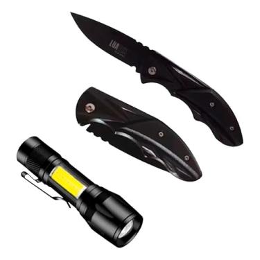 Imagem de Kit Sobrevivencia Conjunto Tático Canivete De Bolso E Mini Lanterna
