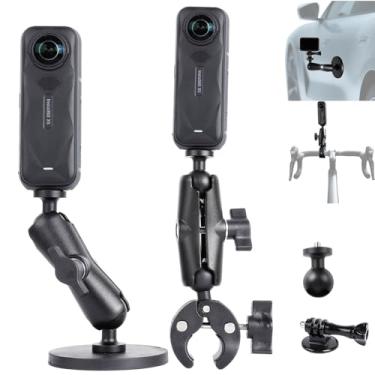 Imagem de PellKing Kit de acessórios Mangetic para montagem de guidão de motocicleta para Insta360 X5/X4/X3,88 mm Suporte magnético com rotação de 360 graus, braçadeira de guidão de cabeça esférica para