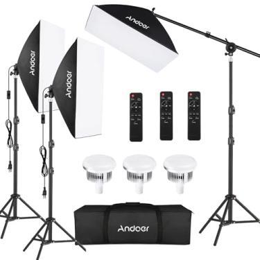 Imagem de Andoer Kit De Iluminação Fotográfica R Softbox, Equipamento Profissional Estúdio Com Softbox 20" X 28", Lâmpada Bicolor 2800-5700K E 85W, Controle Remoto, Suporte Iluminação, Versão Reforçada