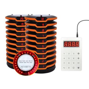 Imagem de Sistema de pesquisa para restaurante, campainha de alimentos de longo alcance de 1312 pés, sistema de busca de 20 bases para copos com campainha, vibração, intermitente para camião de alimentos