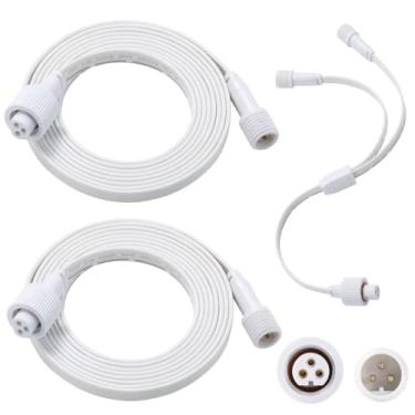 Imagem de Cabo de extensão permanente de luzes externas para Govee, cabo de extensão à prova d'água compatível com Govee 3 pinos e cabo de extensão em forma de Y (pacote com 2 cabos de extensão de 16 m com