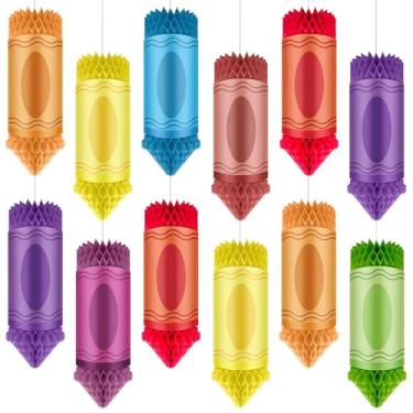 Imagem de SNILOAW Decorações de giz de cera de papel favo de mel, rosa e fúcsia, 12 peças, decoração de sala de aula de volta às aulas