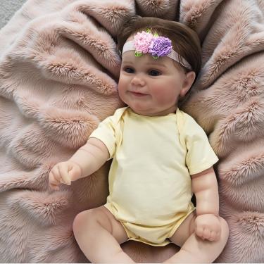 Imagem de WKMRH Bebê reborn Realista,Bebê Boneca Reborn Original Abra seus olhos Original Menina 3D Pintura de Corpo Vinil Corpo Inteiro Silicone Lavável