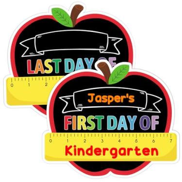 Imagem de HEYINSHEN Quadro negro do primeiro e último dia de escola, reutilizável, primeiro dia de aula, placa de maçã com formato de régua, quadro-negro, decoração para estudantes do jardim de infância da