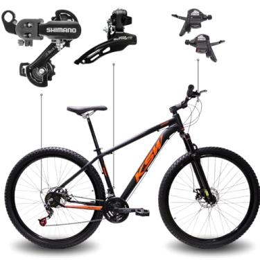 Imagem de Bicicleta Aro 29 KSW XLT 100 21 Marchas Shimano Quadro Alumínio Freio Hidráulico MTB (Preto Laranja, 21)