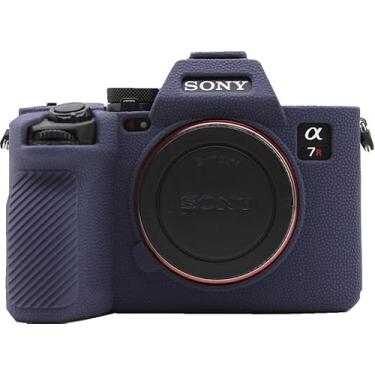 Imagem de Capa para câmera A7R V, capa de borracha fina e leve de silicone BMAOLLONGB Frosting para Sony Alpha A7R V (azul)