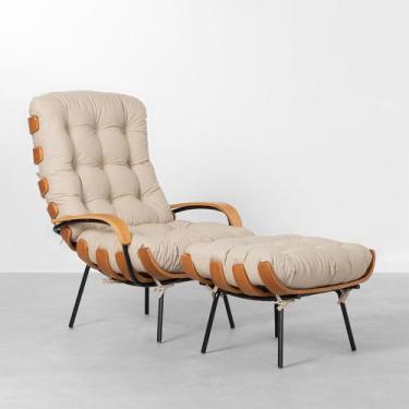 Imagem de Poltrona Costela com Braço Encosto Alto com Puff - Macchiato - Abra Ca