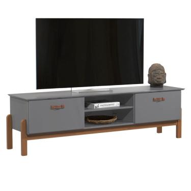 Imagem de Rack Bancada Para TV Até 60 Polegadas Sala Pés Madeira Sonetto