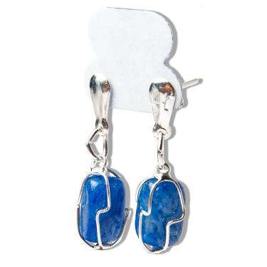 Imagem de 01 Brinco Cesta Amarrada Pedra Ágata Azul Prateado