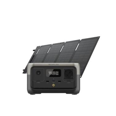 Imagem de Kit Estação de Energia Portátil River 2 Ecoflow Com Painel Solar Dobrável 45W USB C, Bateria LiFePO4 e Carregamento Rápido em 1h