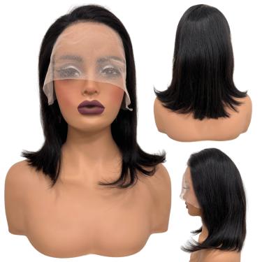 Imagem de Front lace humana peruca curta bob 35cm preta natural ronnie